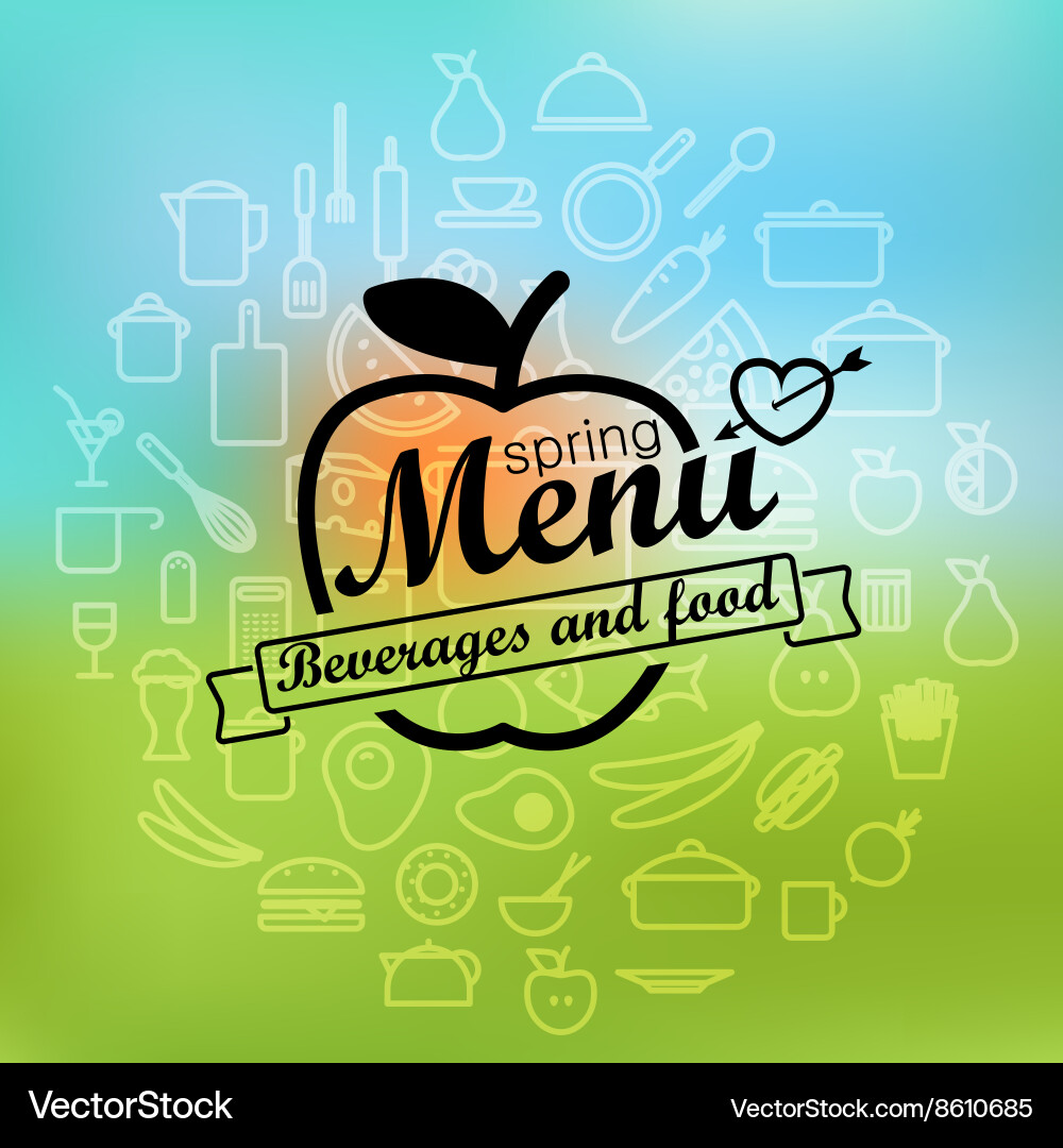 Spring menu label design lineart concept vector image