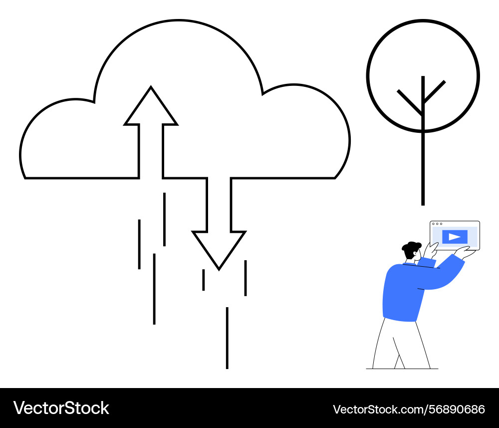 Cloud computing concept with data transfer Cloud computing concept with data transfer vector image