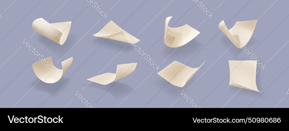 Falling Paper Sheets with Shadow Vector Image