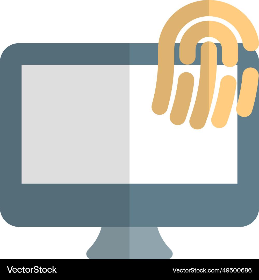 Fingerprint lock system installed in desktop vector image
