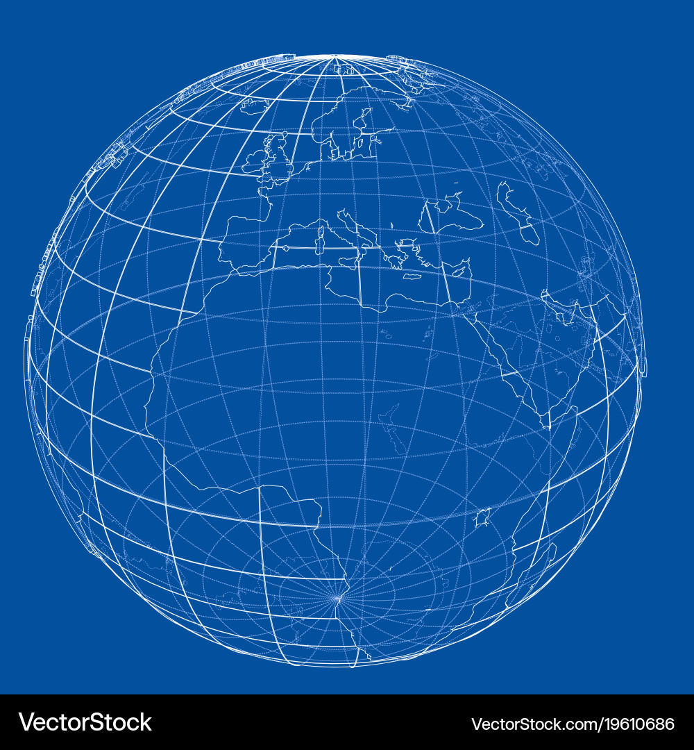 Globe contour rendering of 3d Vector Image
