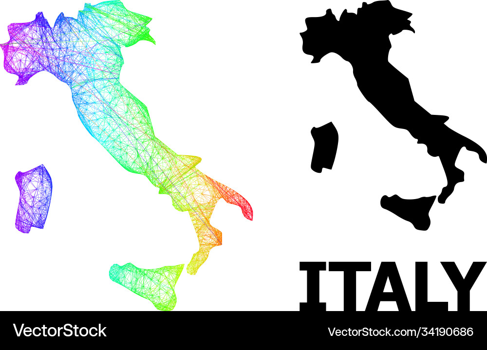 Hatched map italy mit Regenbogen farbigen Gradienten Vektorbild