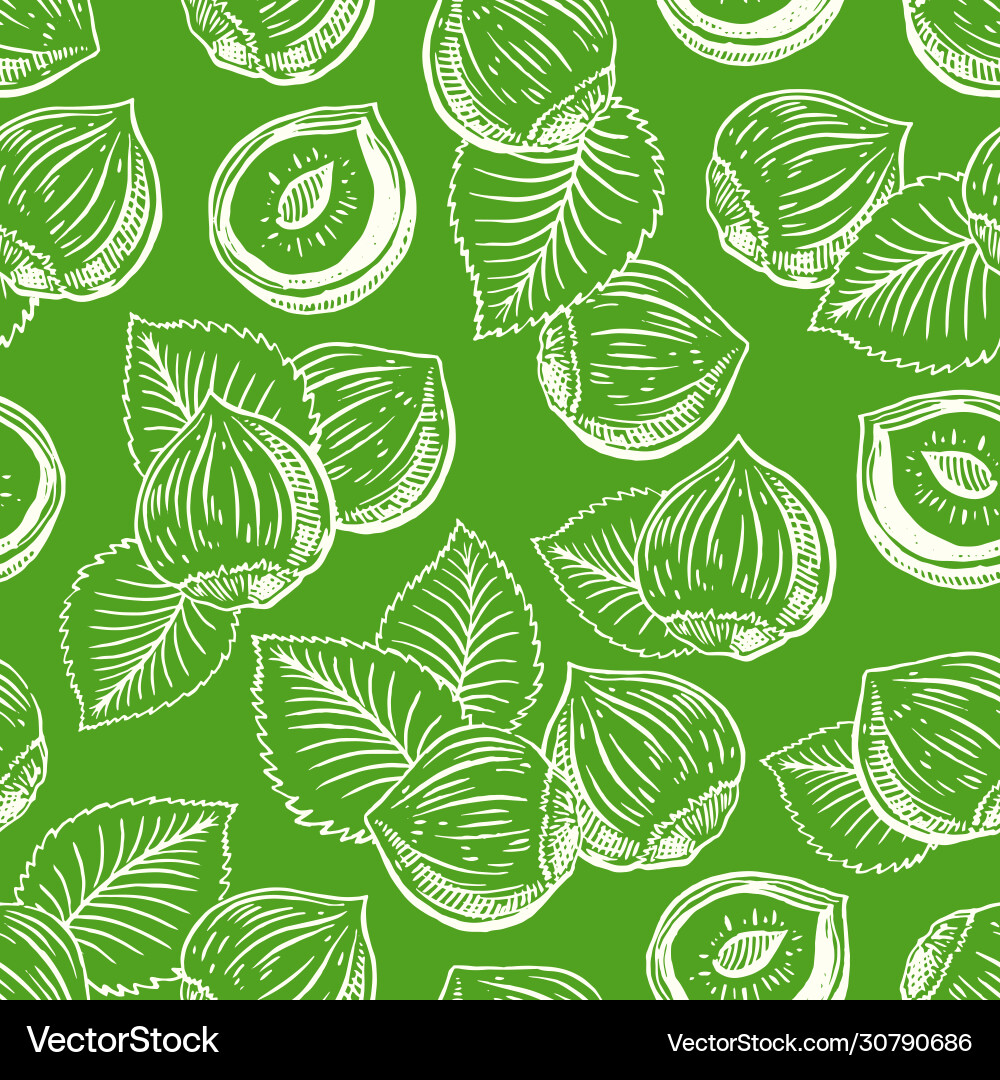 Hazelnut Seamless Pattern vector image