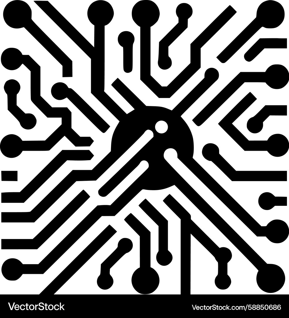 High-Performance Computer Circuit Board Vector Image
