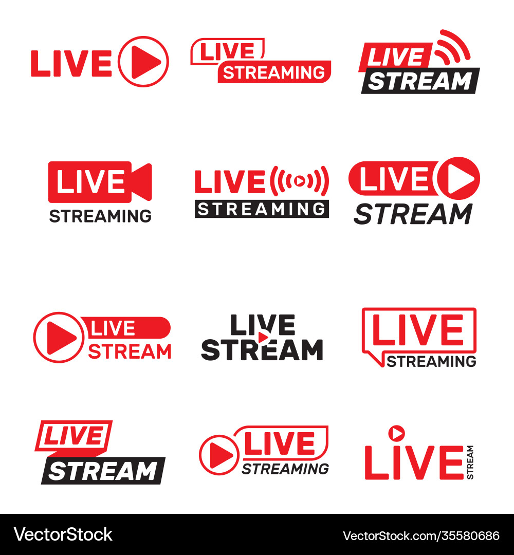 Live stream buttons set Live stream buttons set vector image