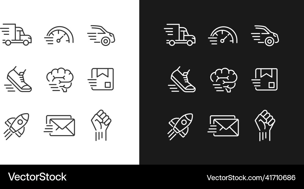 Motion and speed pixel perfect linear icons set Motion and speed pixel perfect linear icons set vector image