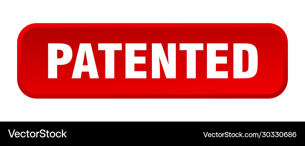 Patented button square 3d push Vector Image