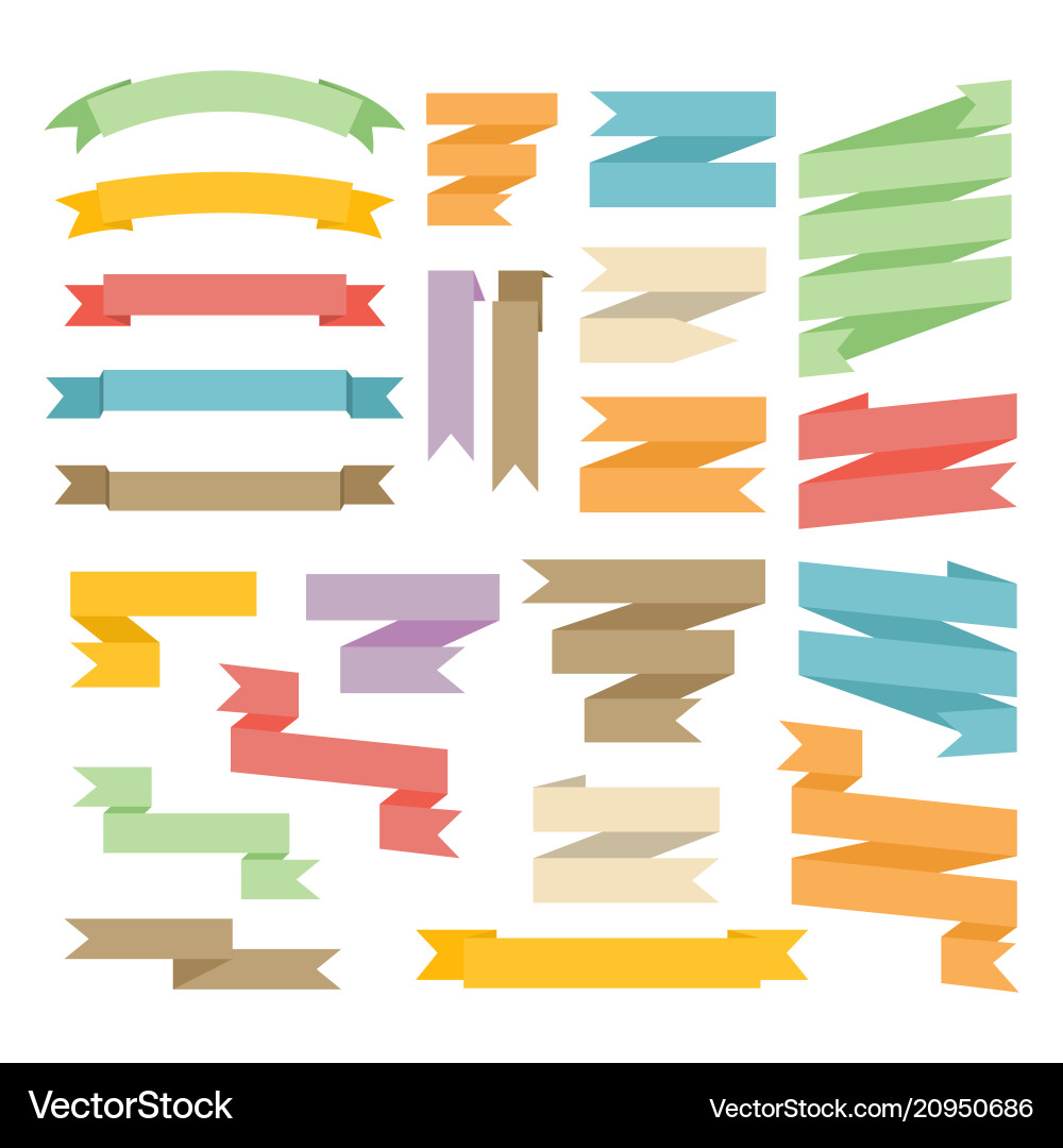 Ribbons with curl set isolated on white background Ribbons with curl set isolated on white background vector image