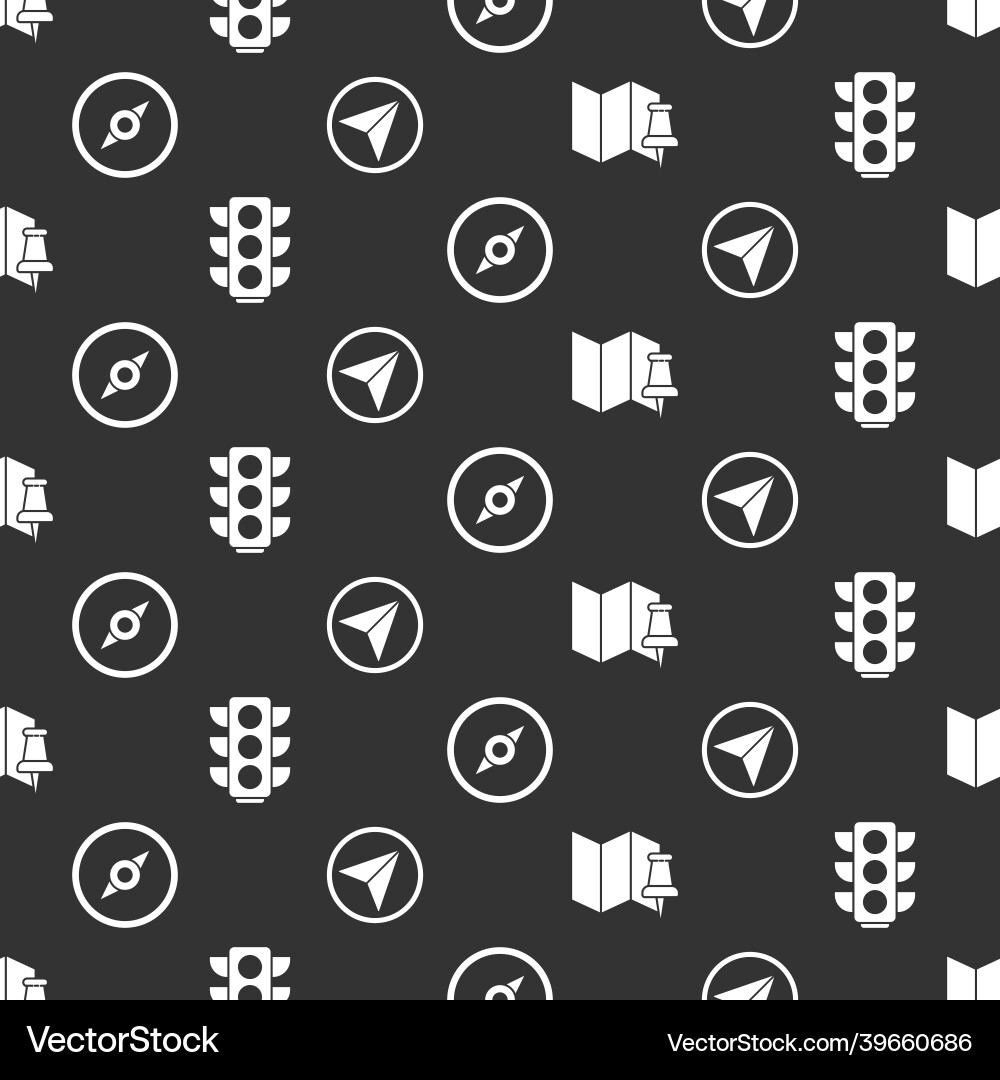 Set folded map with push pin traffic light Set folded map with push pin traffic light vector image