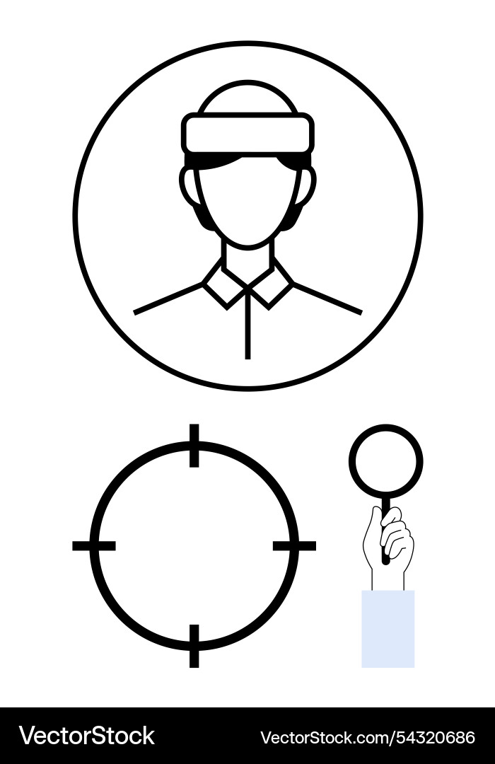 Targeting customers person in circular frame Targeting customers person in circular frame Vector Image