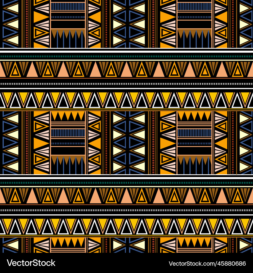Tribal seamless pattern in african style on black Tribal seamless pattern in african style on black vector image