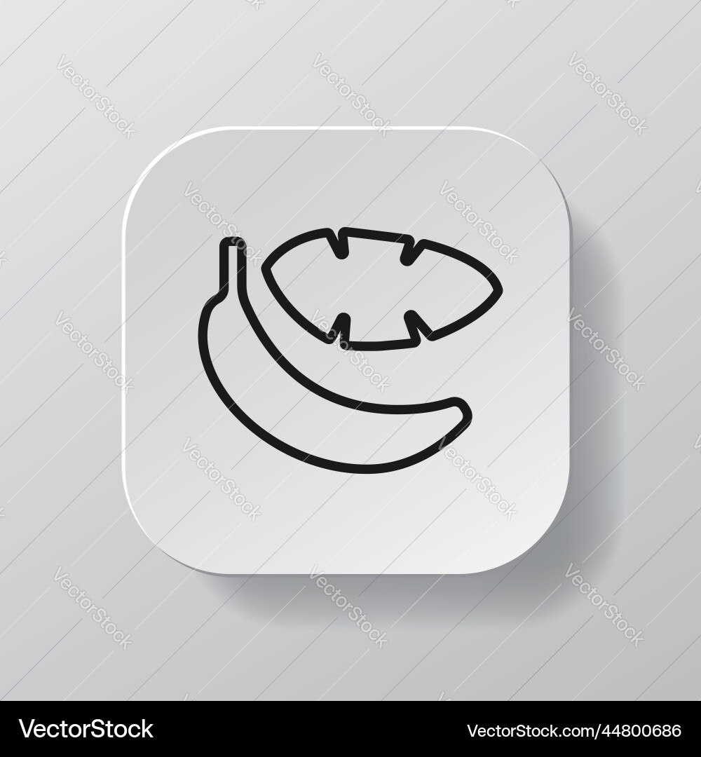 White square button with banana line icon black White square button with banana line icon black Vector Image