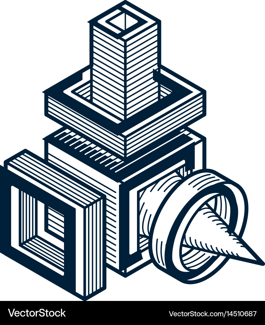 Abstract isometric dimensional shape made using Vector Image