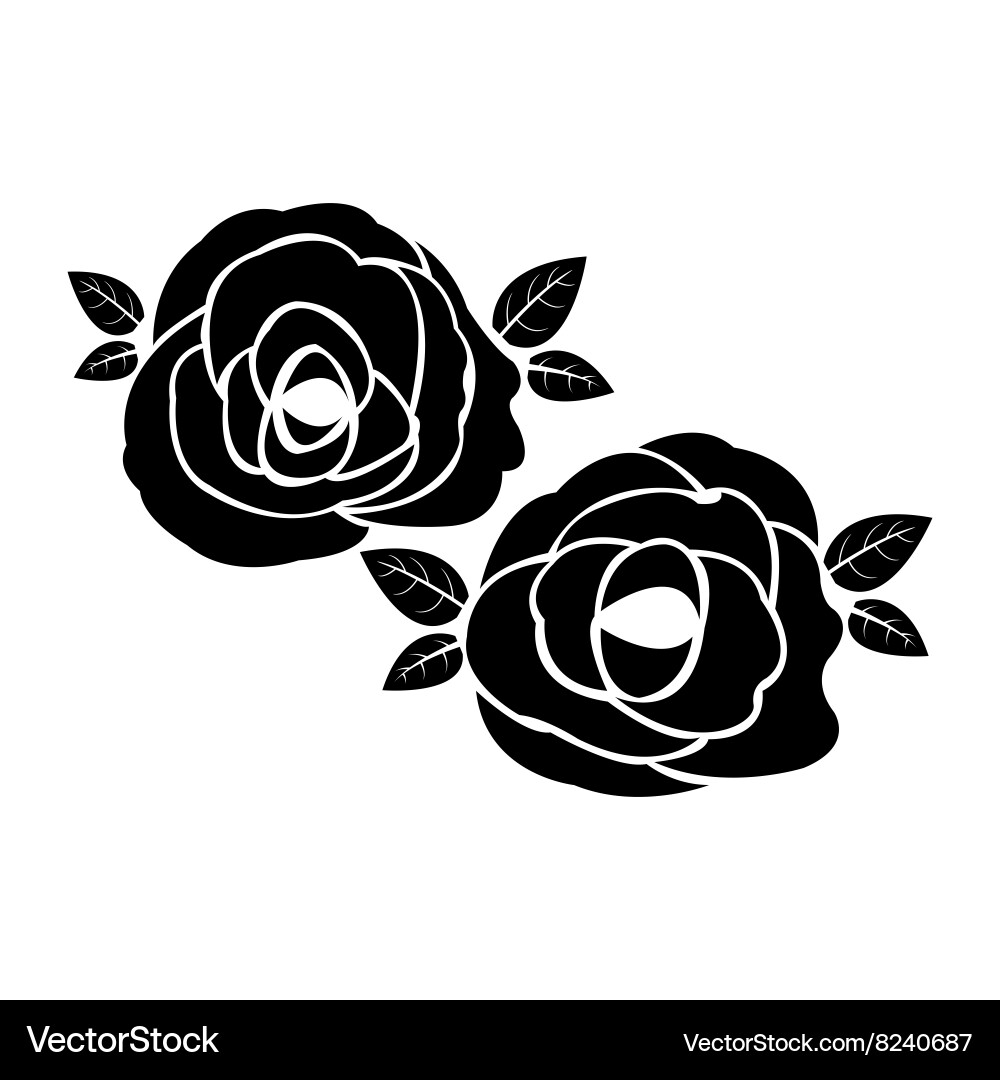 Black silhouette of rose Vector Image