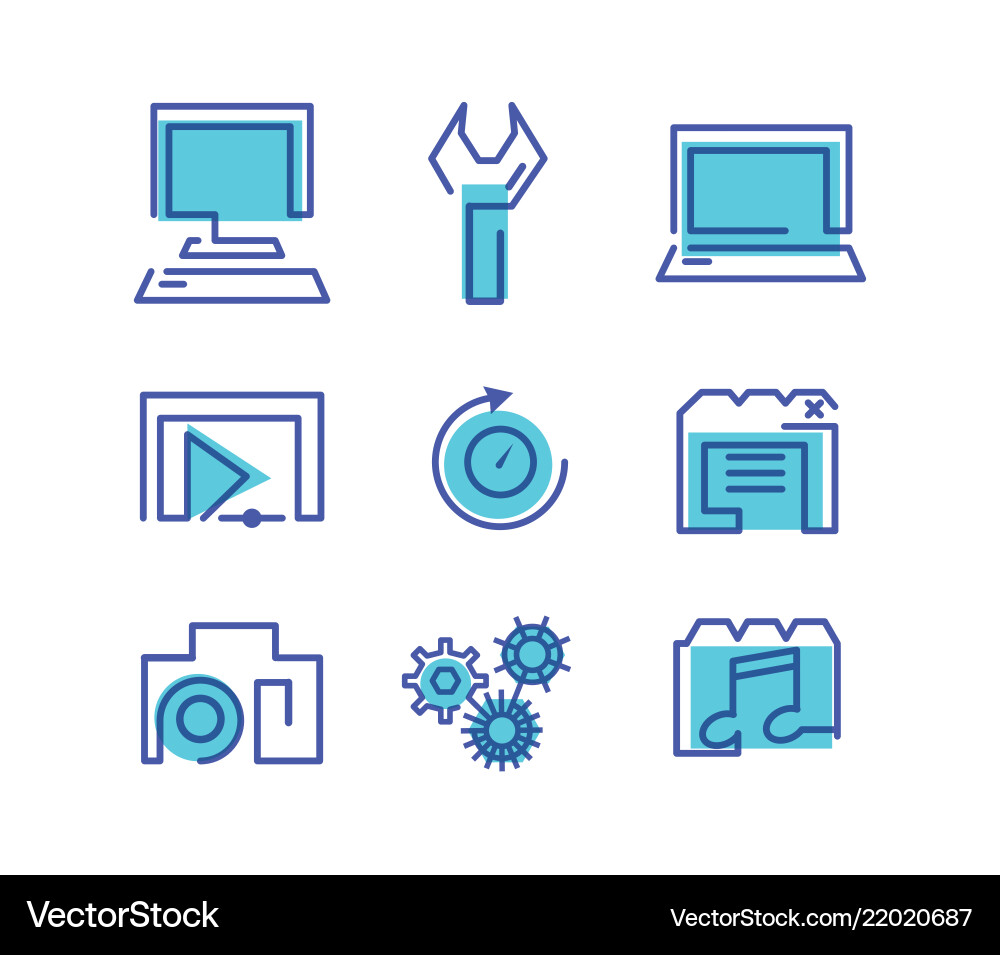 Cloud computing network set icons Cloud computing network set icons Vector Image