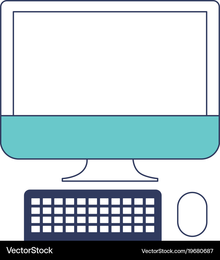 Desktop computer icon in blue color sections vector image