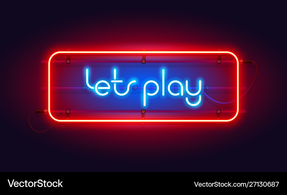 Horizontal colorful neon lets play sign Horizontal colorful neon lets play sign vector image