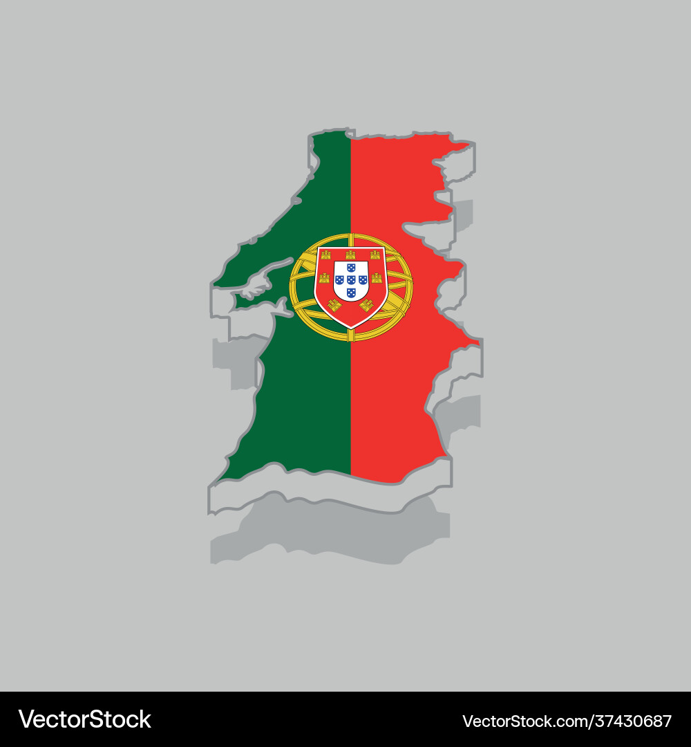 Isolated 3d map with flag portugal Vector Image