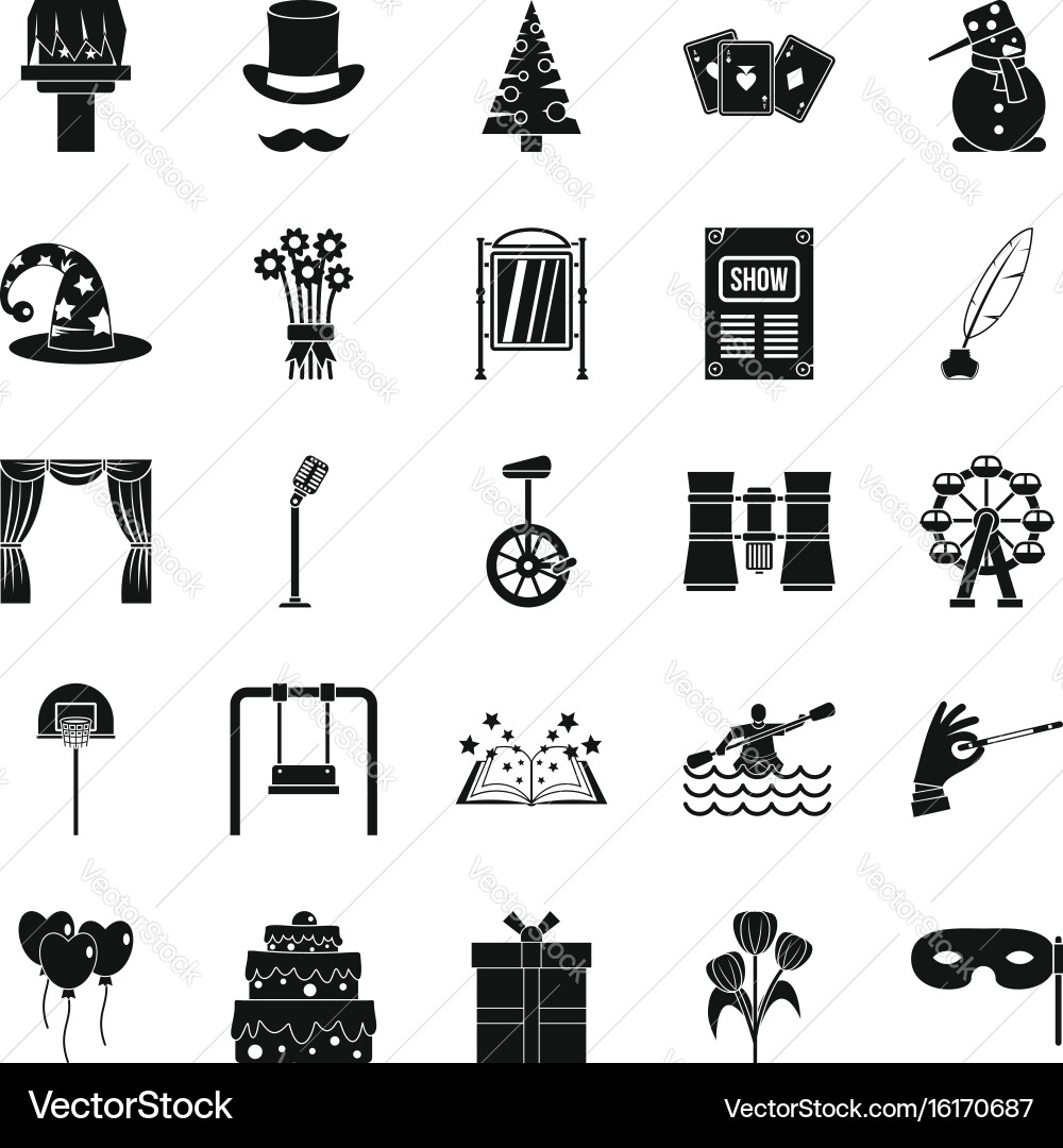 Magic performance icons set simple style vector image