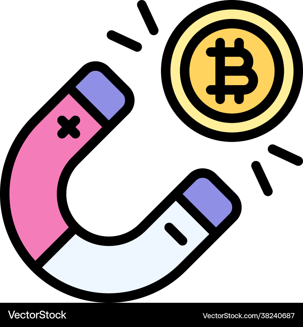 Magnet attract with bitcoin icon cryptocurrency – Royalty-Free Vector |  VectorStock