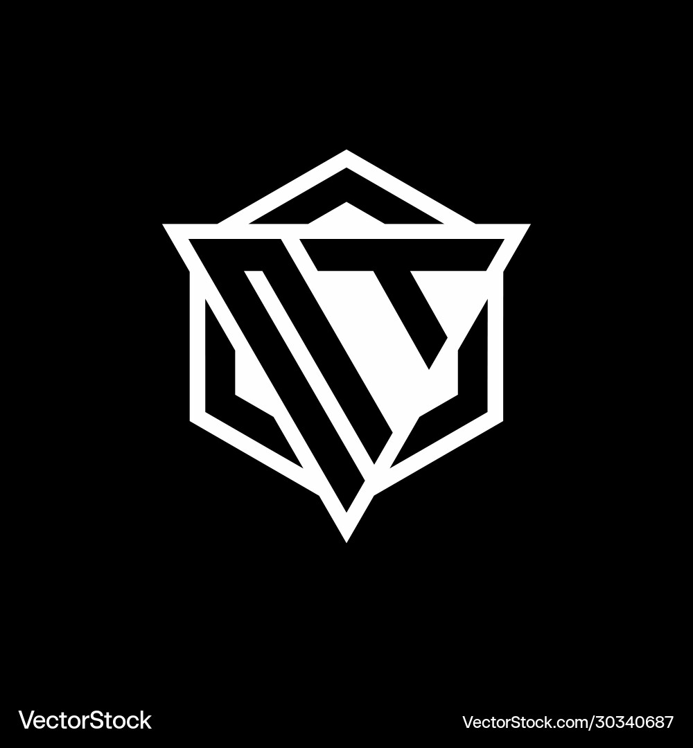 Nt logo monogram with triangle and hexagon shape Nt logo monogram with triangle and hexagon shape Vector Image