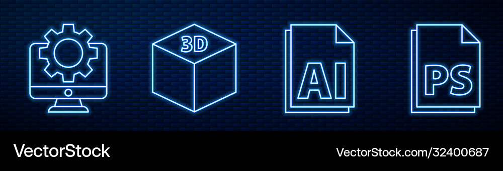 Set line ai file document computer monitor Set line ai file document computer monitor vector image