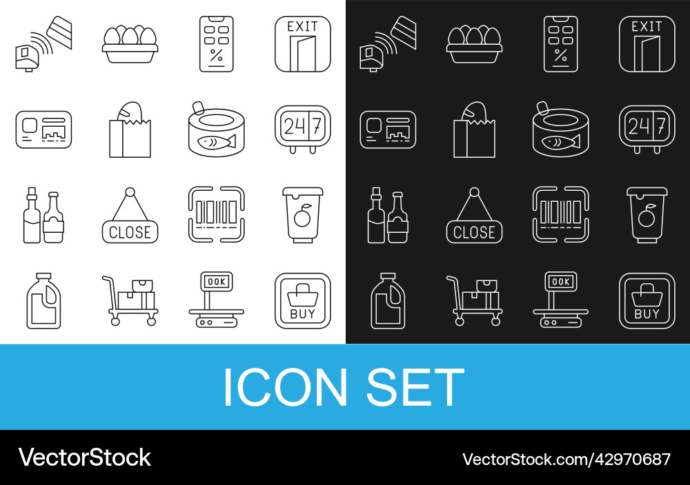 Set line buy button yogurt container clock 24 Set line buy button yogurt container clock 24 vector image