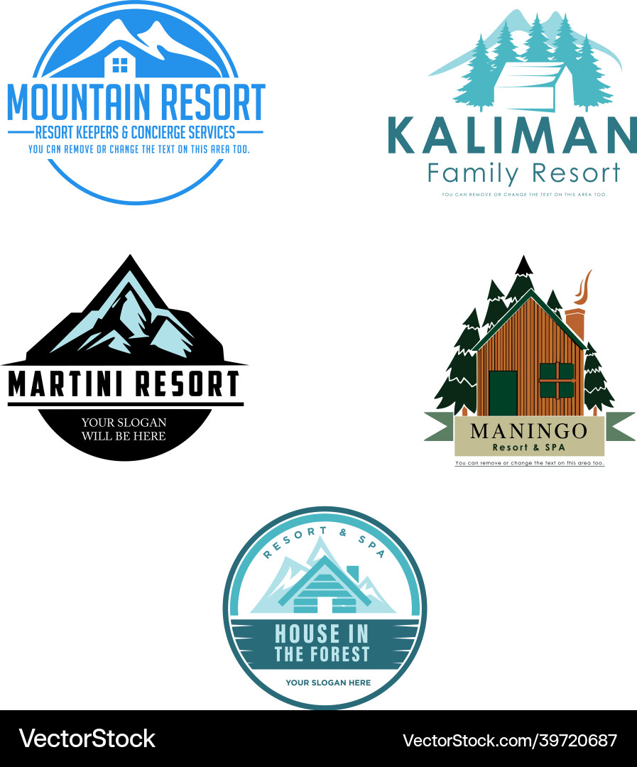 Set of cabin mountain resort logo design Set of cabin mountain resort logo design vector image