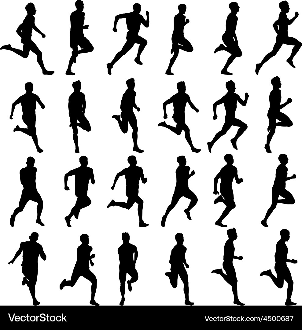 Set of silhouettes runners on sprint men Vector Image