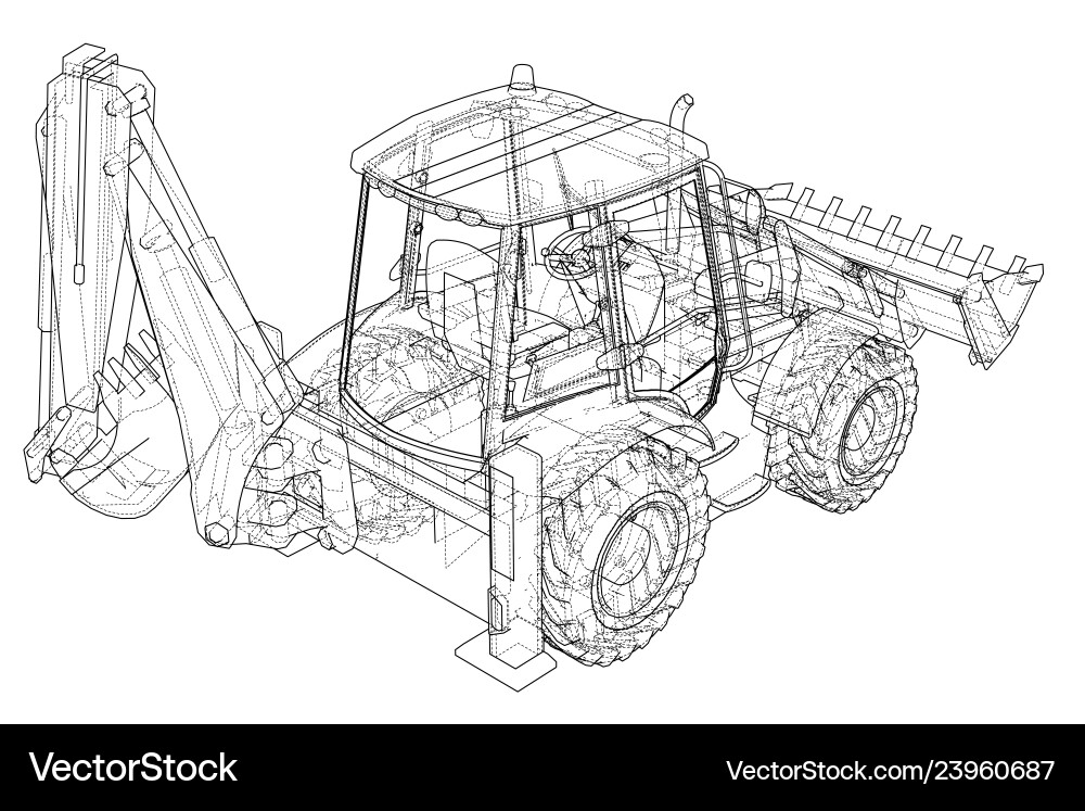 Sketch of loading shovel with back actor Sketch of loading shovel with back actor vector image