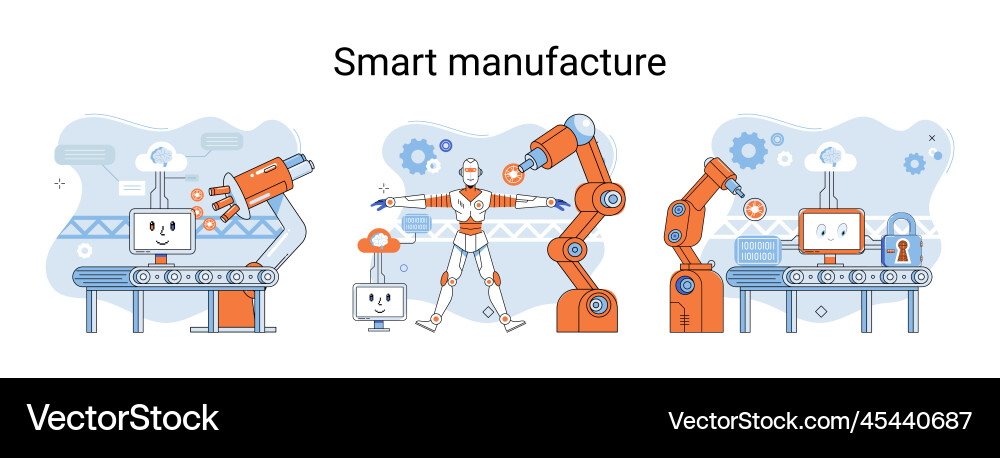 Smart manufacture metaphor with automated Smart manufacture metaphor with automated vector image