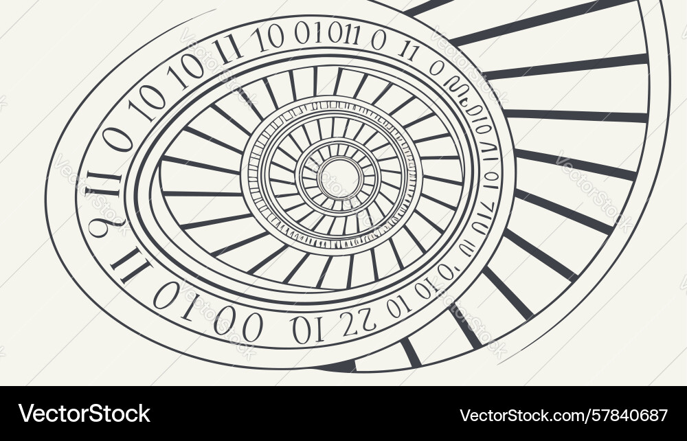 Time spiral with clock numbers abstract Vector Image