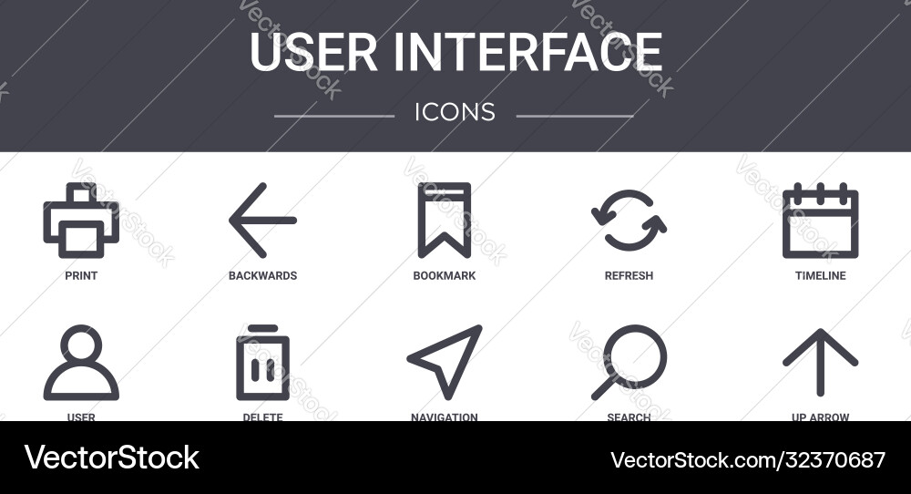 User interface concept line icons set contains User interface concept line icons set contains Vector Image