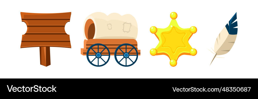 Wild west object and different elements set Wild west object and different elements set vector image