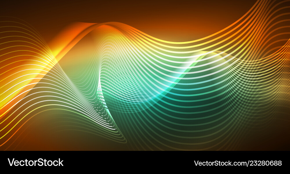 Abstract shiny glowinng color wave design element Vector Image