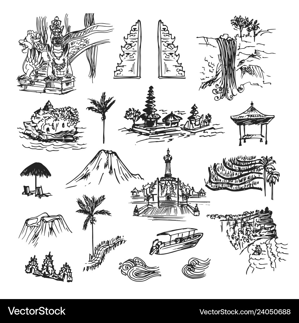 Bali drawing elements vector image