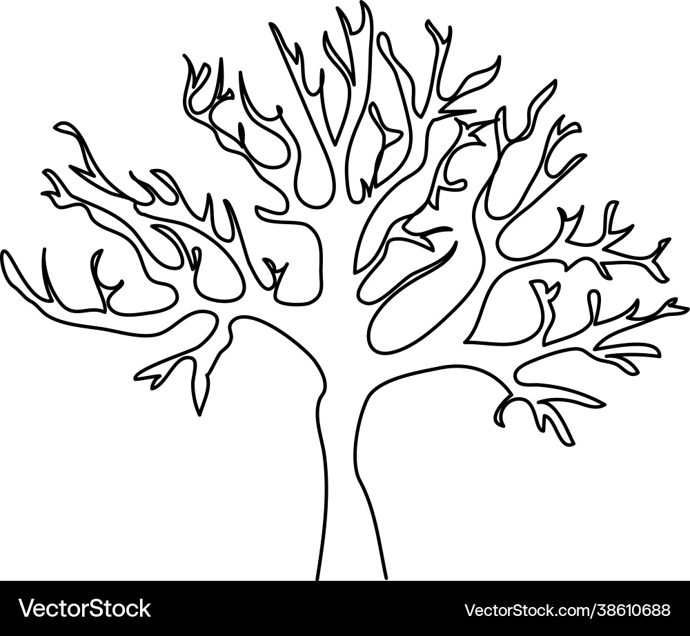 Bare tree one line art continuous drawing Bare tree one line art continuous drawing vector image
