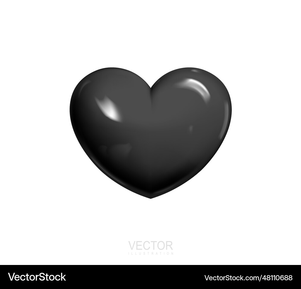 Black heart realistic 3d design icon Black heart realistic 3d design icon vector image