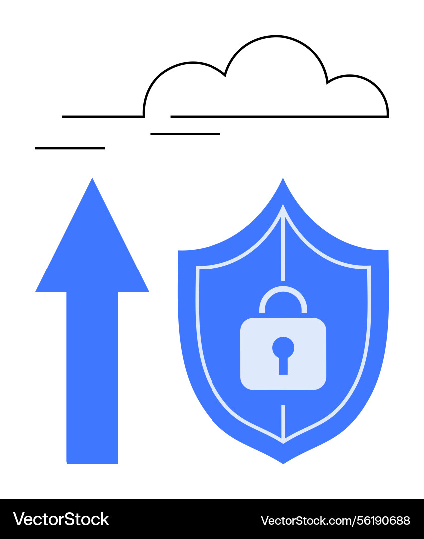 Cloud storage upload with data security shield Cloud storage upload with data security shield vector image