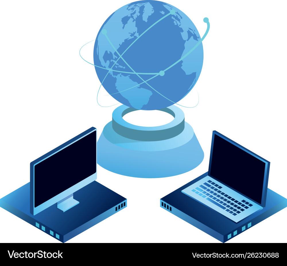 Computing global technology and networking vector image