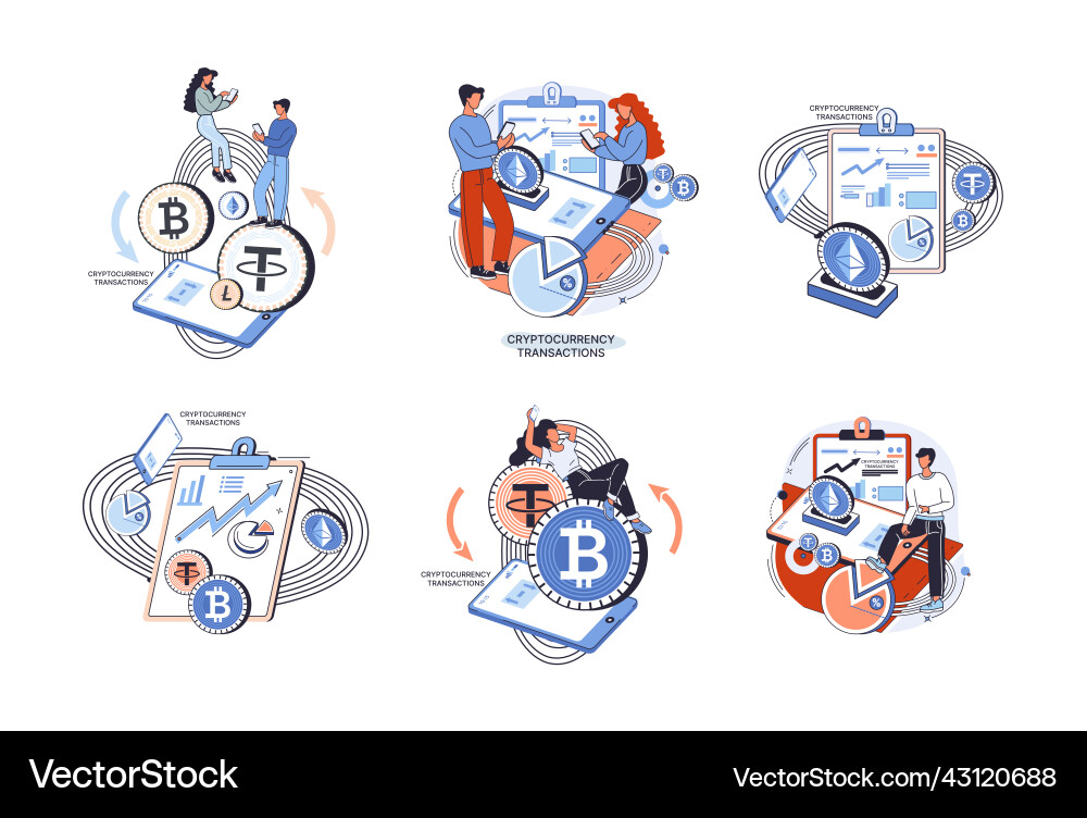 Cryptocurrency exchange platform and blockchain Cryptocurrency exchange platform and blockchain vector image