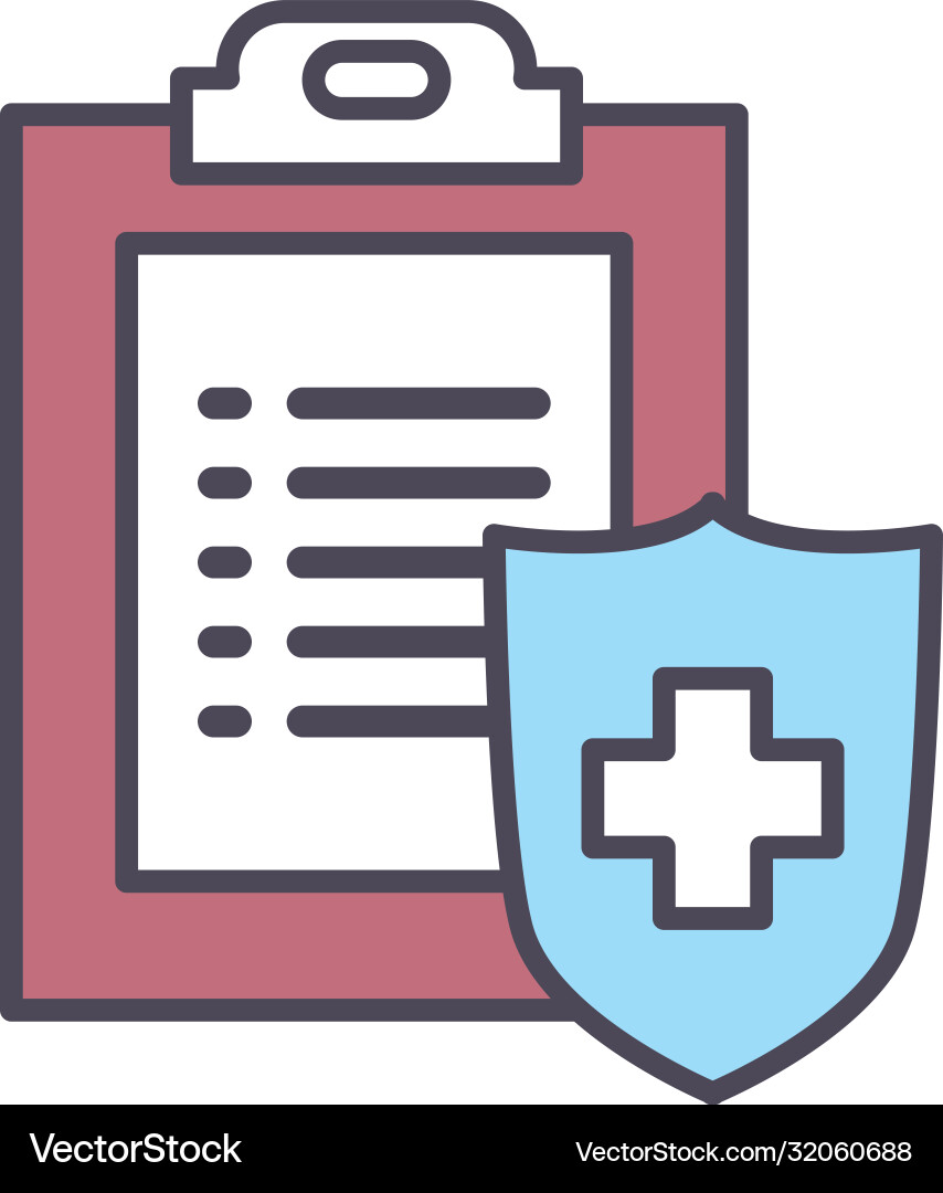 Document and shield with cross line fill style vector image