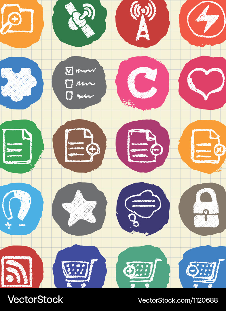 Doodle internet web icons set vector image