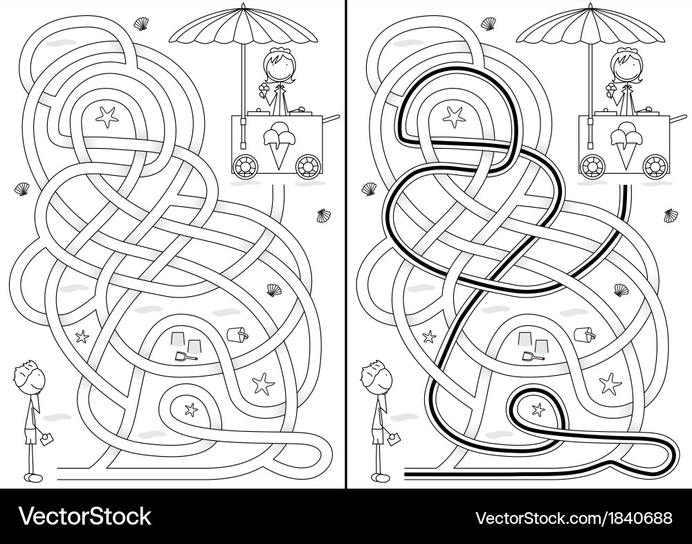 Ice cream maze Royalty Free Vector Image - VectorStock