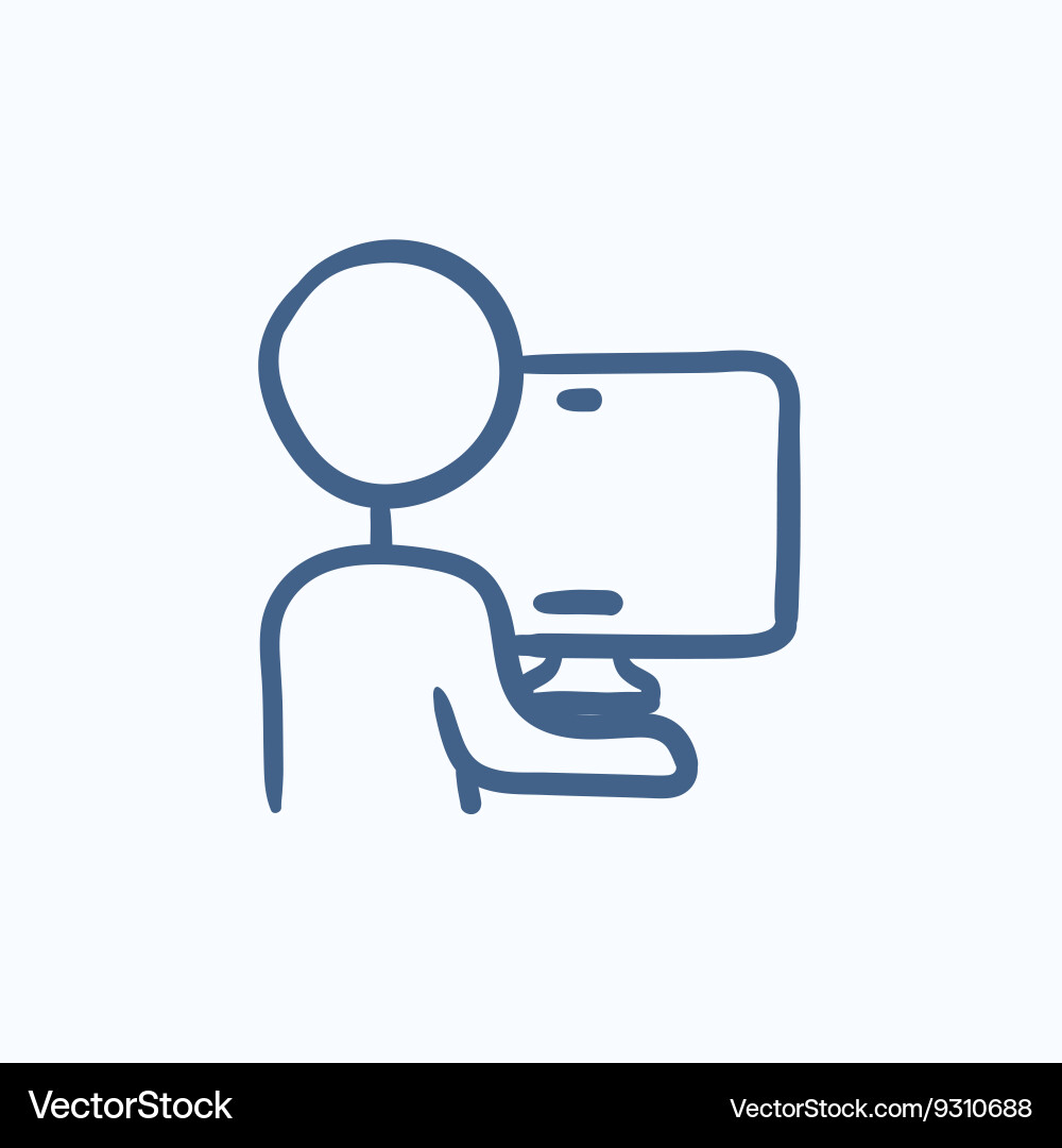 Man working at his computer sketch icon vector image