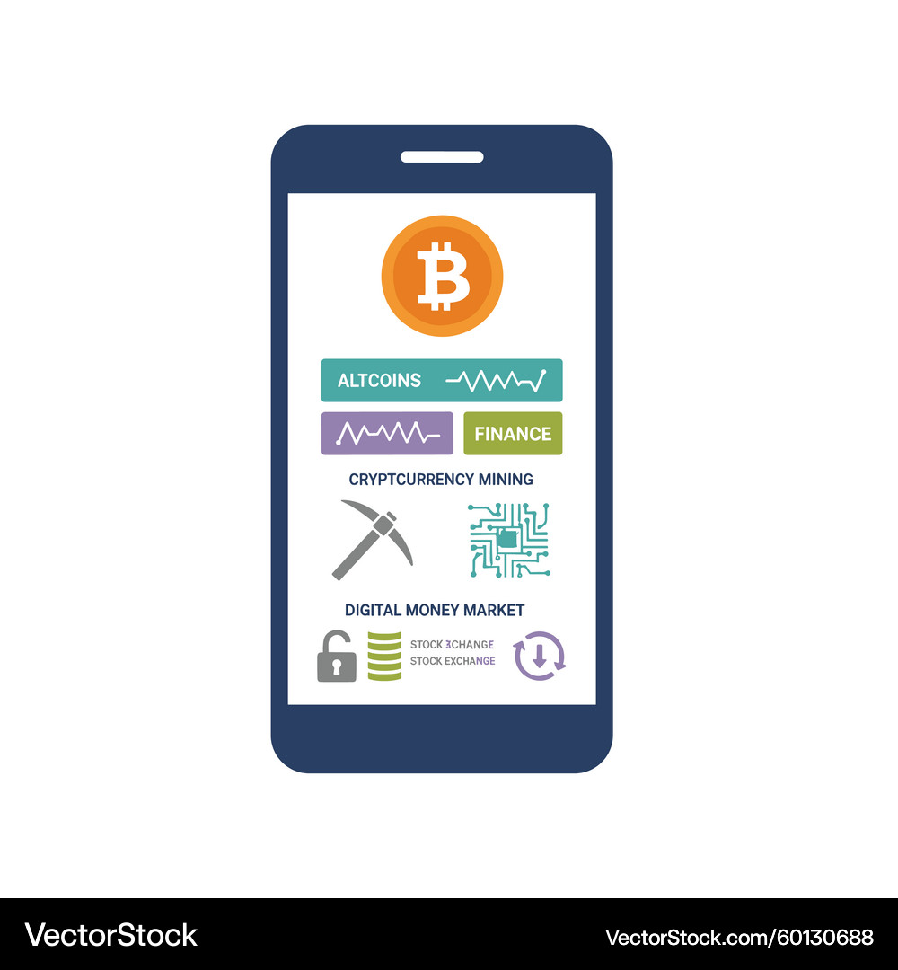 Mobile Bitcoin Wallet Interface – Royalty-Free Vector | VectorStock