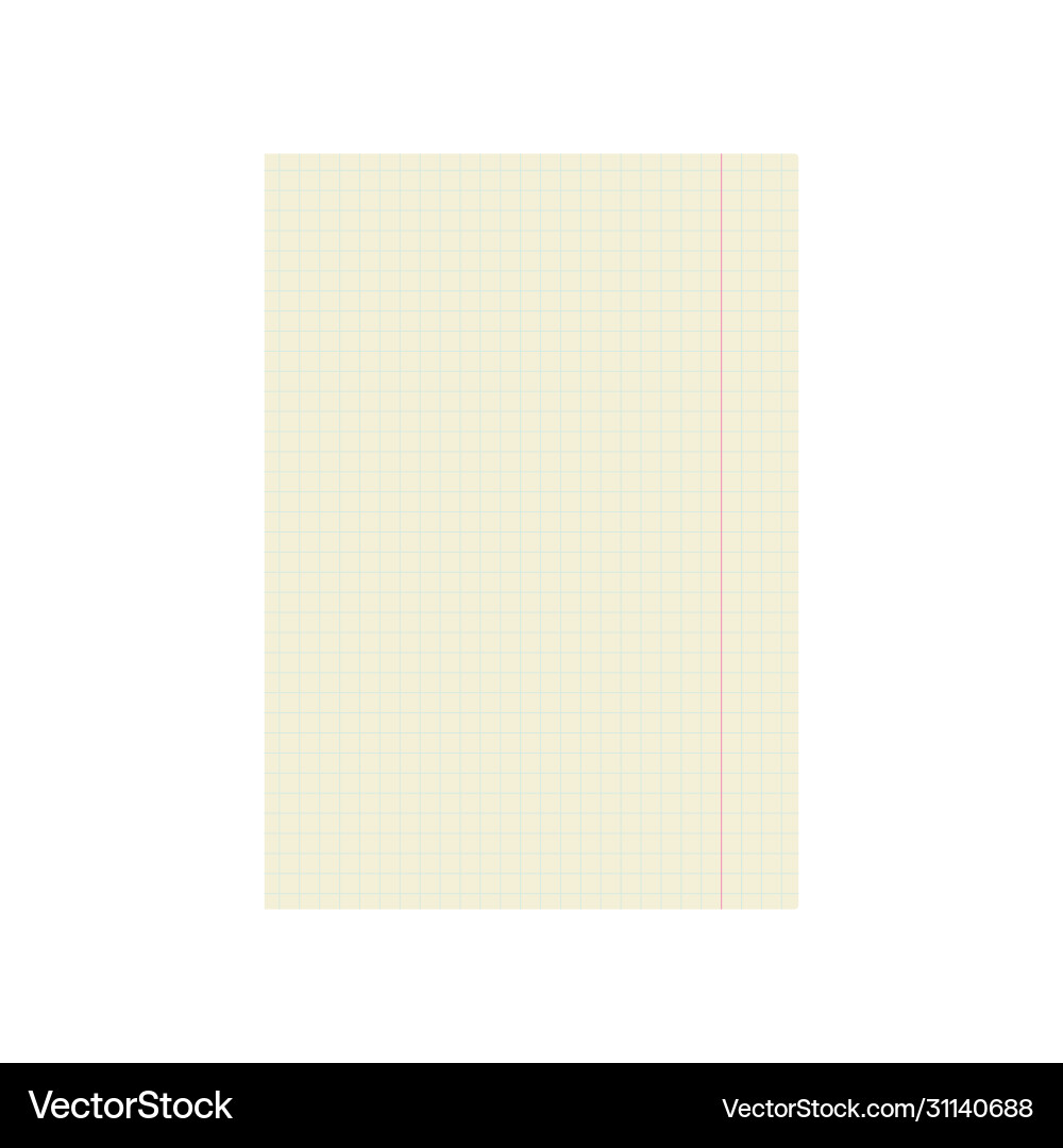 Notebook page template isolated white background Notebook page template isolated white background vector image