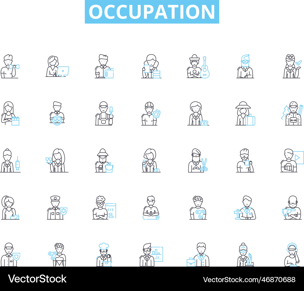 Occupation linear icons set doctor teacher Occupation linear icons set doctor teacher vector image