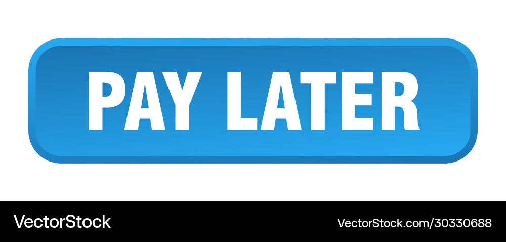Pay later button square 3d push Vector Image