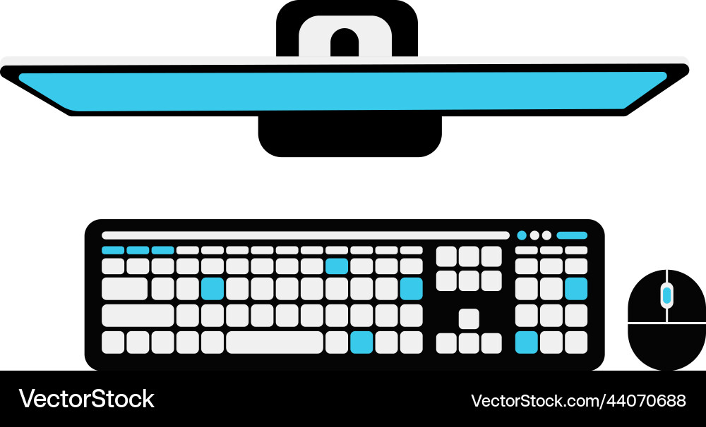 Personal computer top view pc keyboard and mouse Personal computer top view pc keyboard and mouse vector image